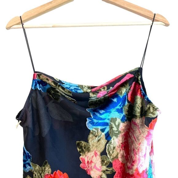 Show me your MuMu Sabine Slip Dress in Midnight Fiesta Burnout Velvet - Picture 3 of 9